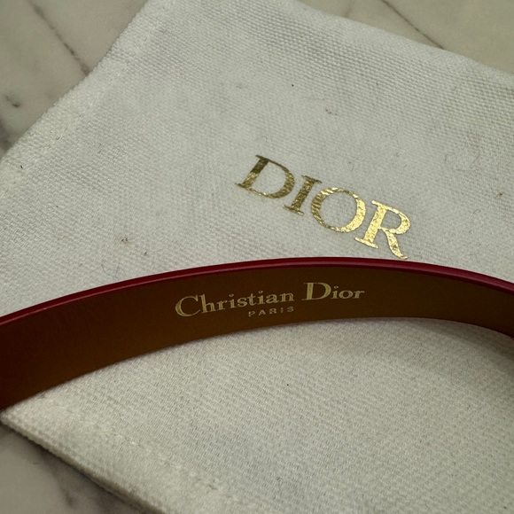 Dior Red Leather Bracelet with Gold Buckle - Picture 4 of 5